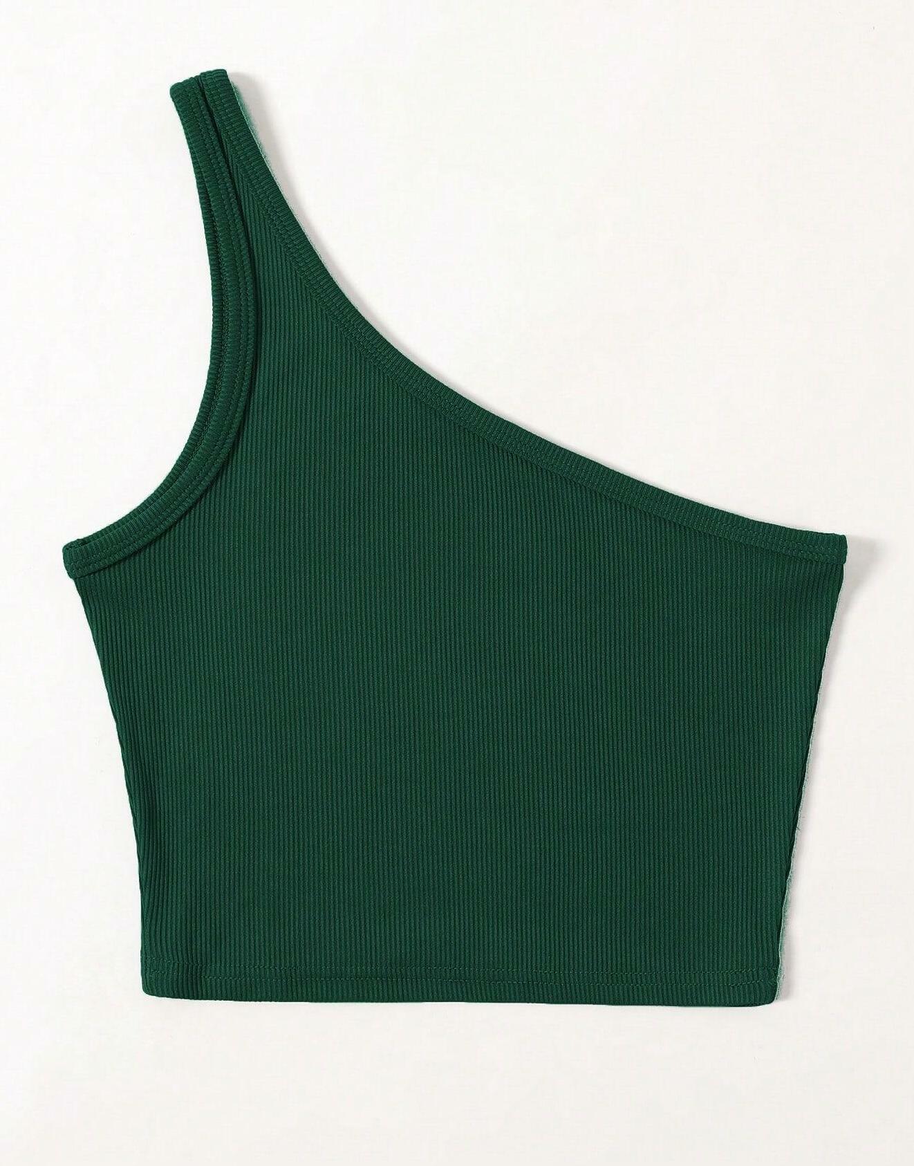 SHEIN ZIELONY TOP PRĄŻKI DZIANINA S06__M