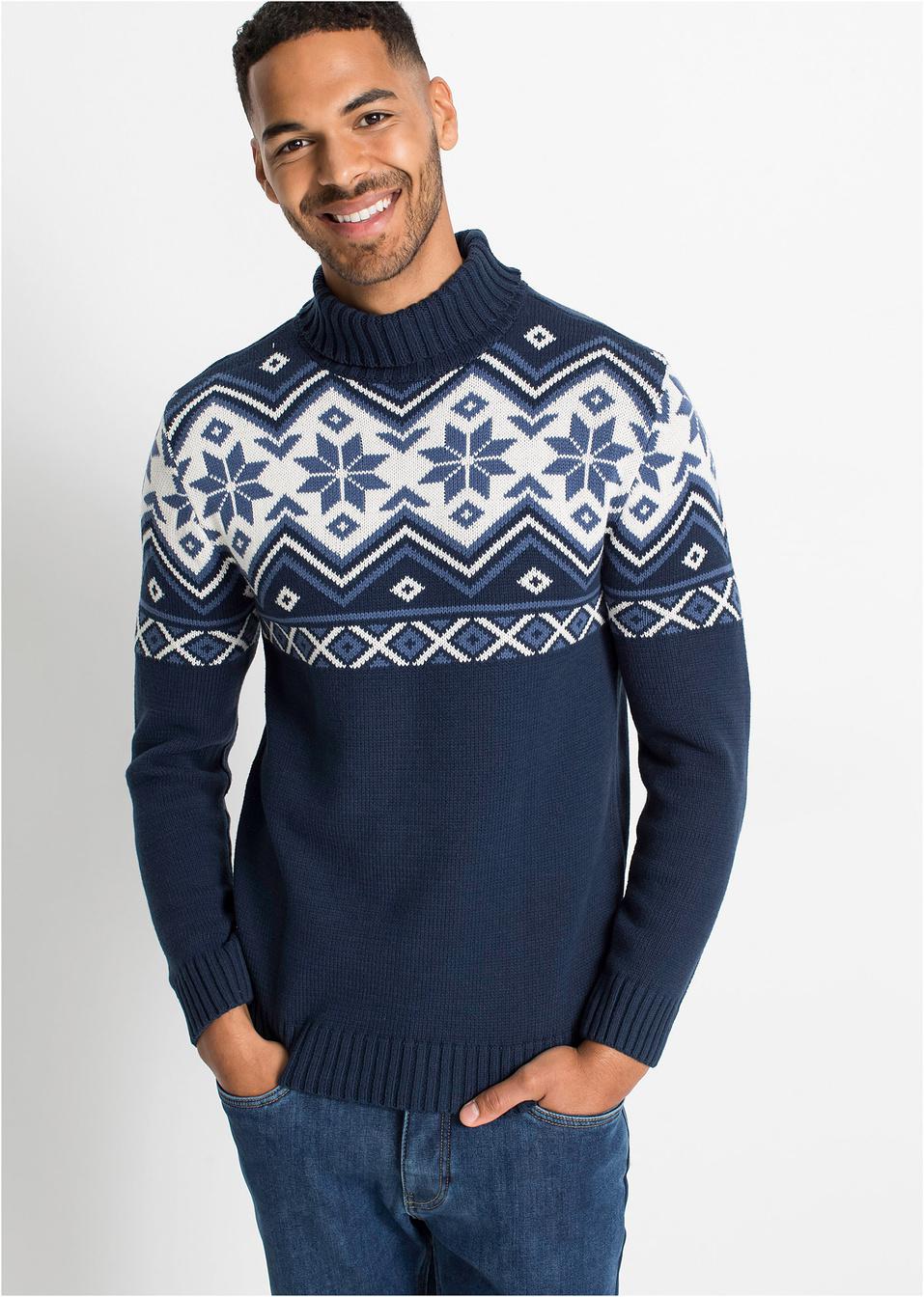 JOHN BANER JEANSWEAR GRANATOWY SWETER GOLF BDD__60