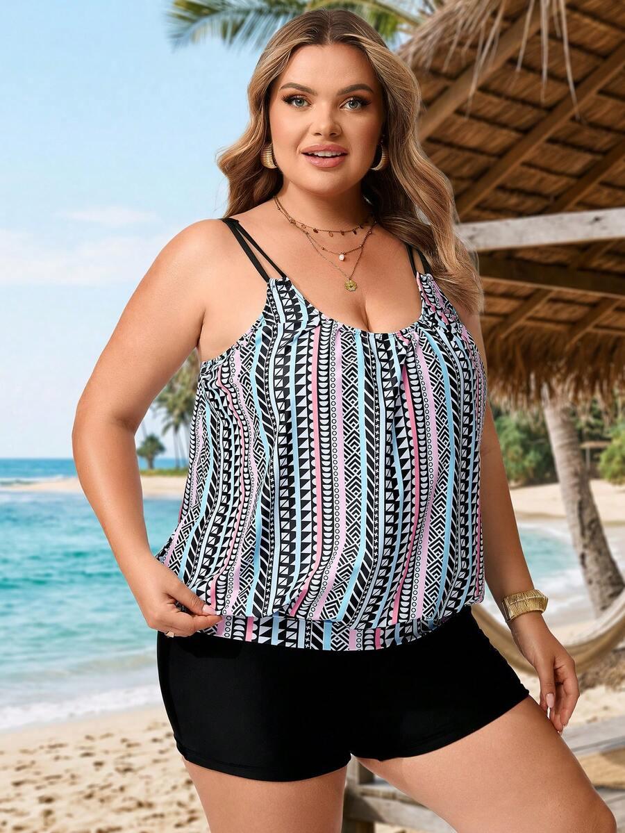 SHEIN DWUCZĘŚCIOWY STRÓJ KĄPIELOWY WZÓR S06__60-62