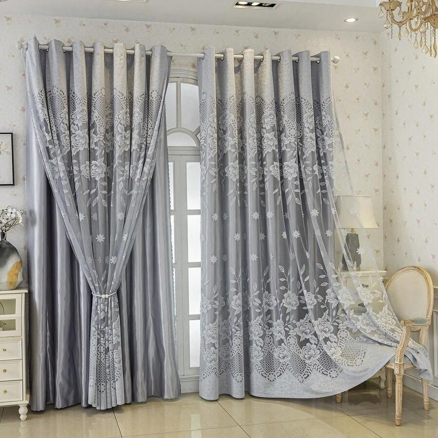 SHEIN SZARA ZASŁONA DO OKIEN S07__165X260 CM
