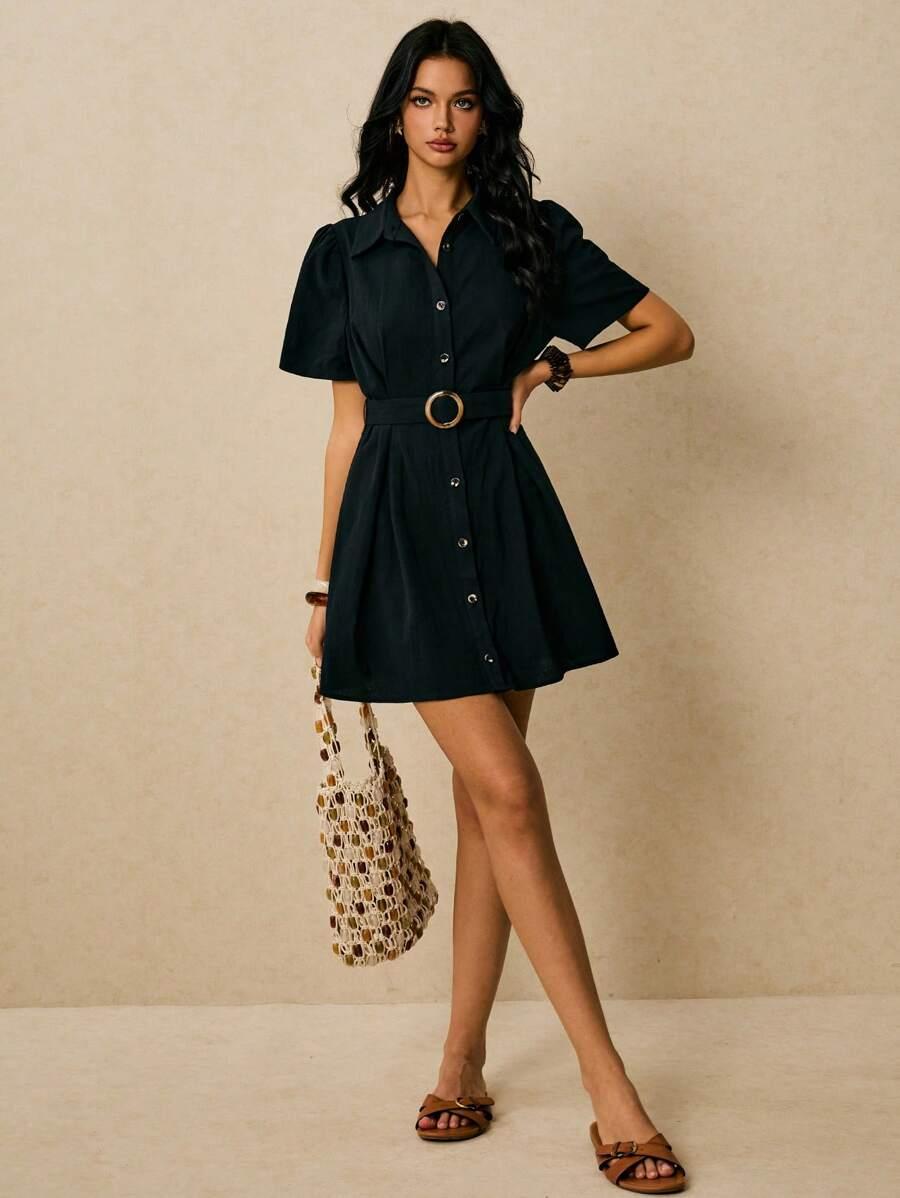 POÉSELLE CZARNA MINI SUKIENKA S09__S