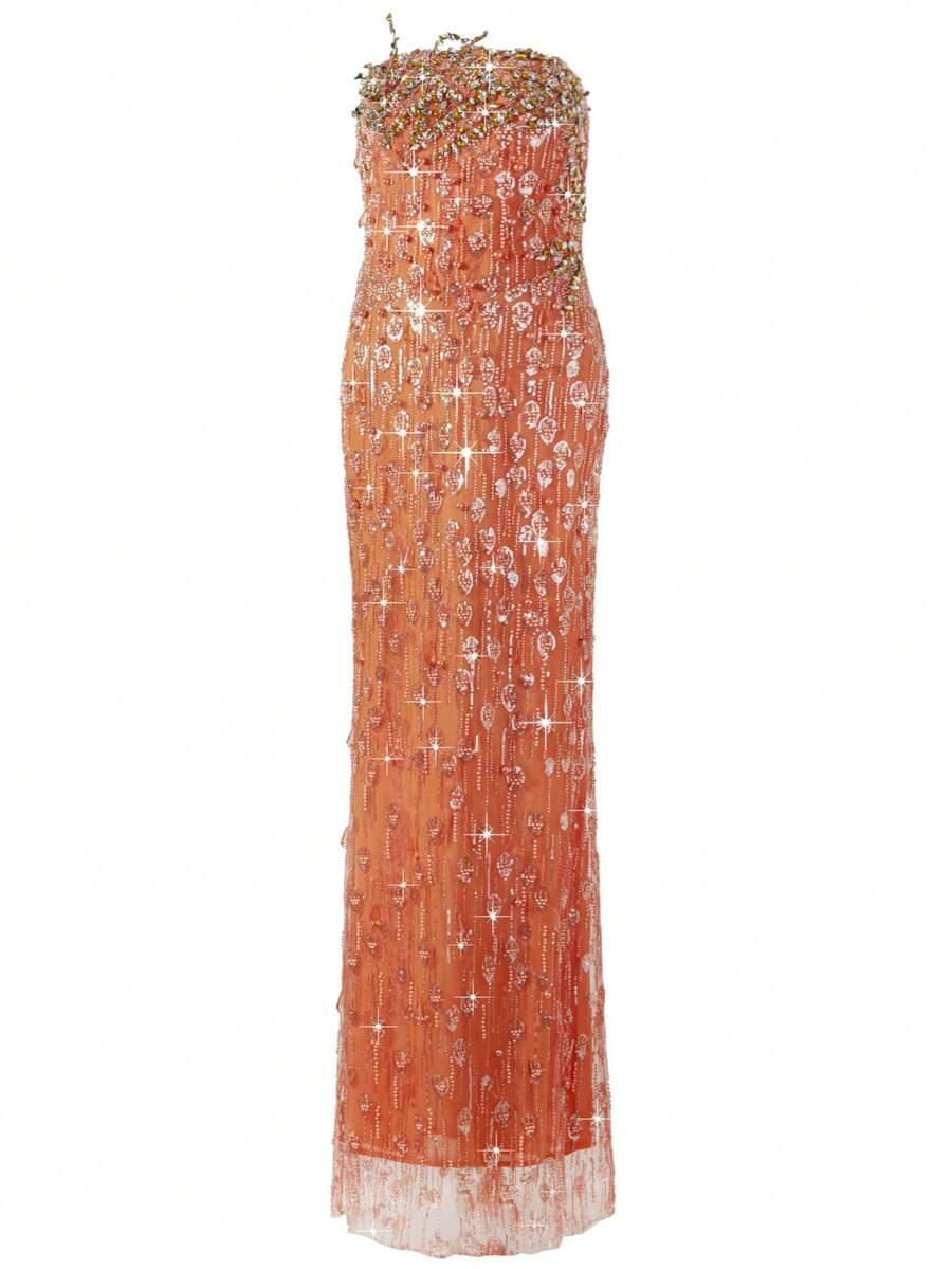 SHEIN MAXI SUKIENKA ZDOBIENIA S06__M