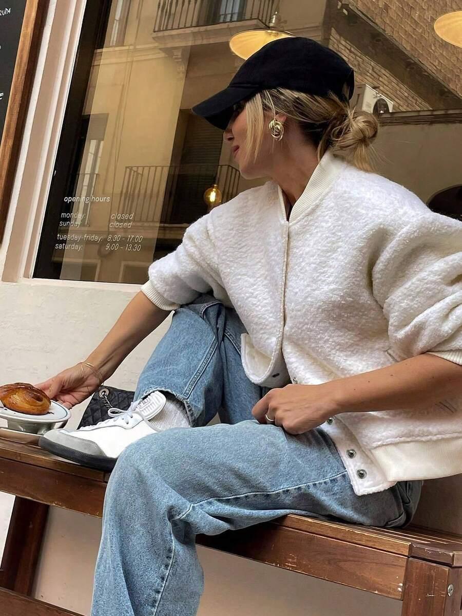 SHEIN BIAŁA KURTKA MIŚ W01__S