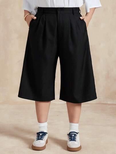 SHEIN CZARNE SPODENKI PROSTA NOGAWKA S06__50