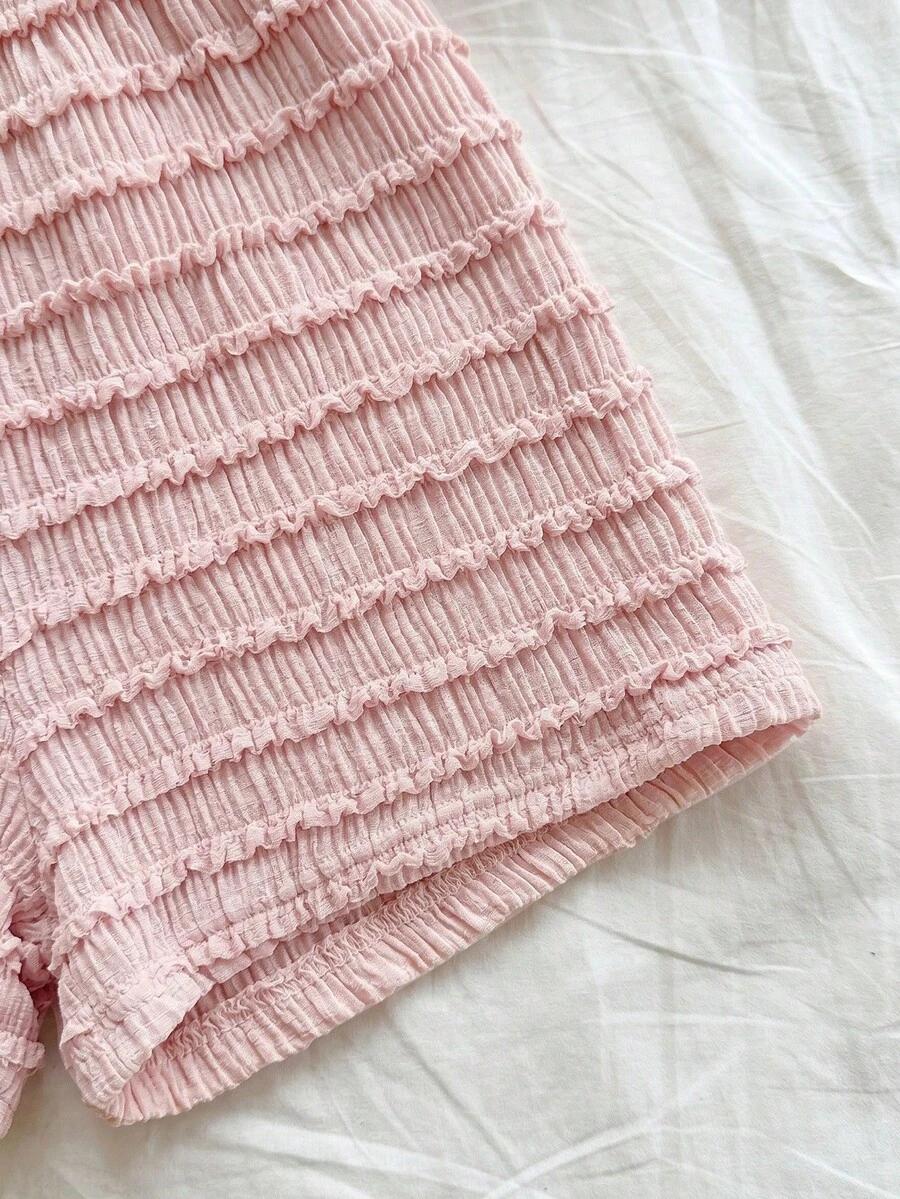 SHEIN RÓŻOWY TOP SPODENKI KOMPLET S06__L