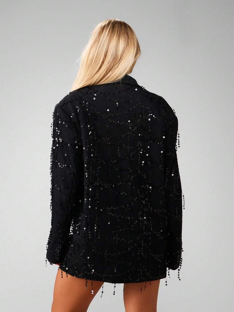 MISSGUIDED CZARNA MARYNARKA ZDOBIENIE S06__S