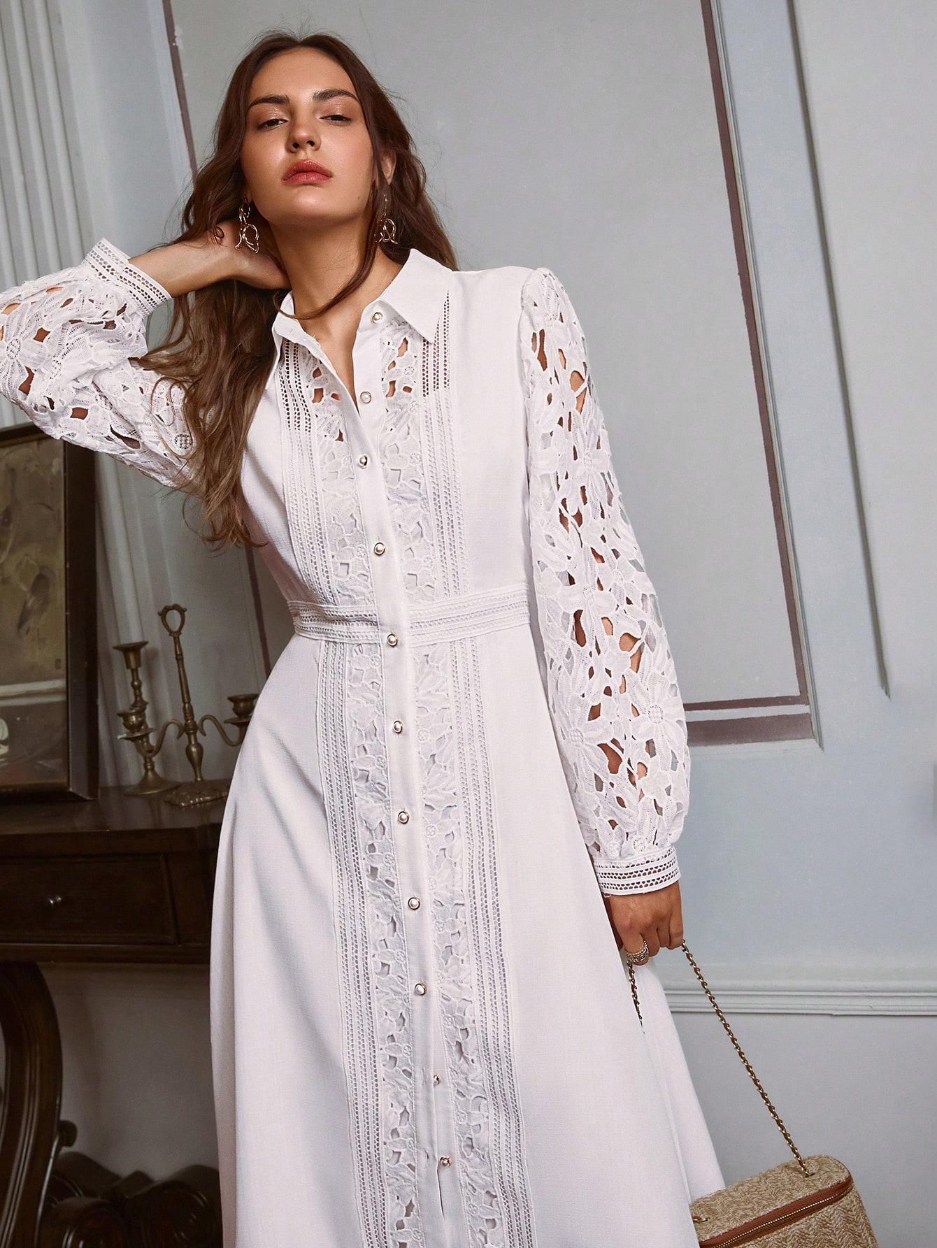 SHEIN BIAŁA MAXI SUKIENKA HAFT S06__XL