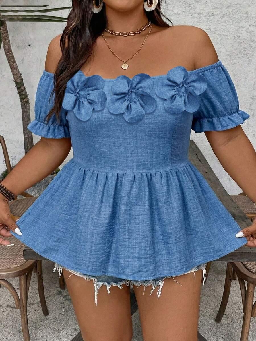 EMERY ROSE NIEBIESKA BLUZKA ODKRYTE RAMIONA S09__46