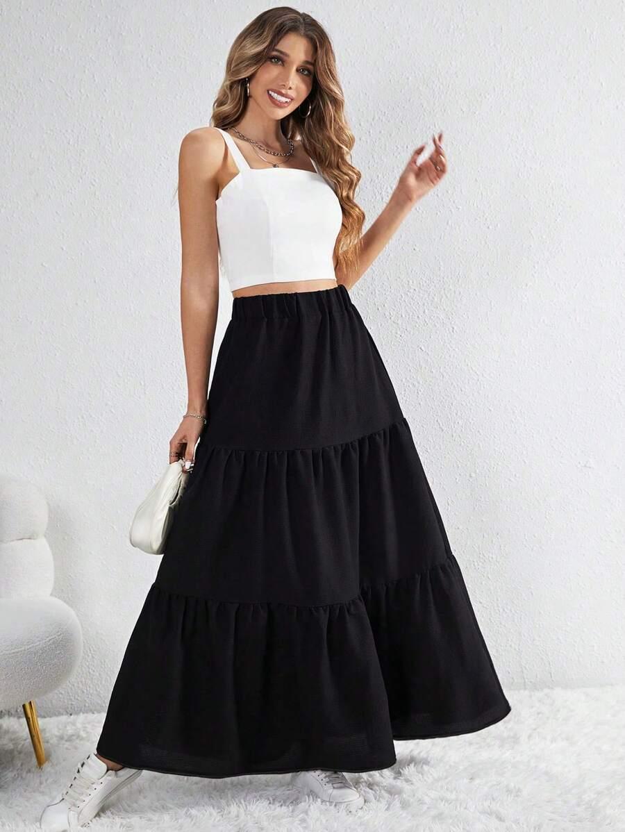 SHEIN CZARNA MAXI SPÓDNICA S06__XL