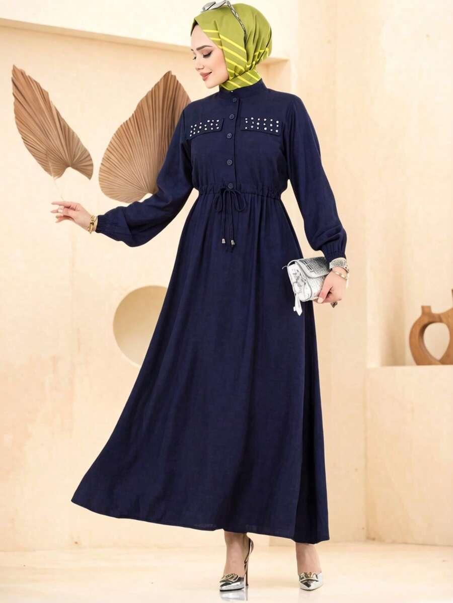 SHEIN GRANATOWA SUKIENKA ZDOBIENIE S06__M