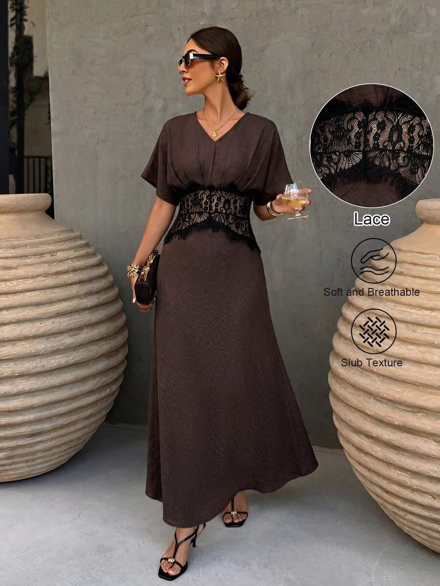 FLORA ISOLA BRĄZOWA SUKIENKA MAXI S06__L