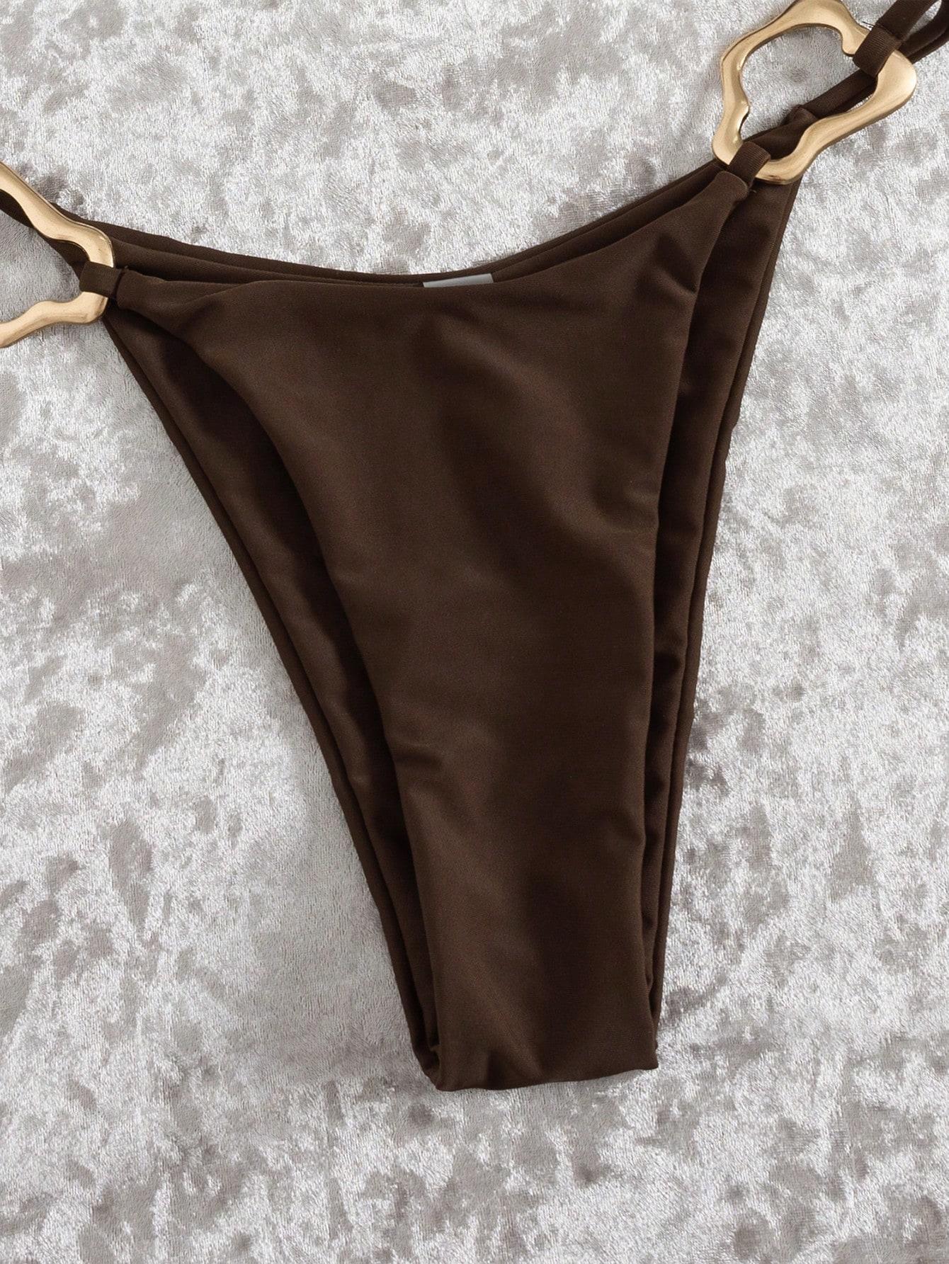SHEIN BRĄZOWY DWUCZĘŚCIOWY STRÓJ KĄPIELOWY S09__M