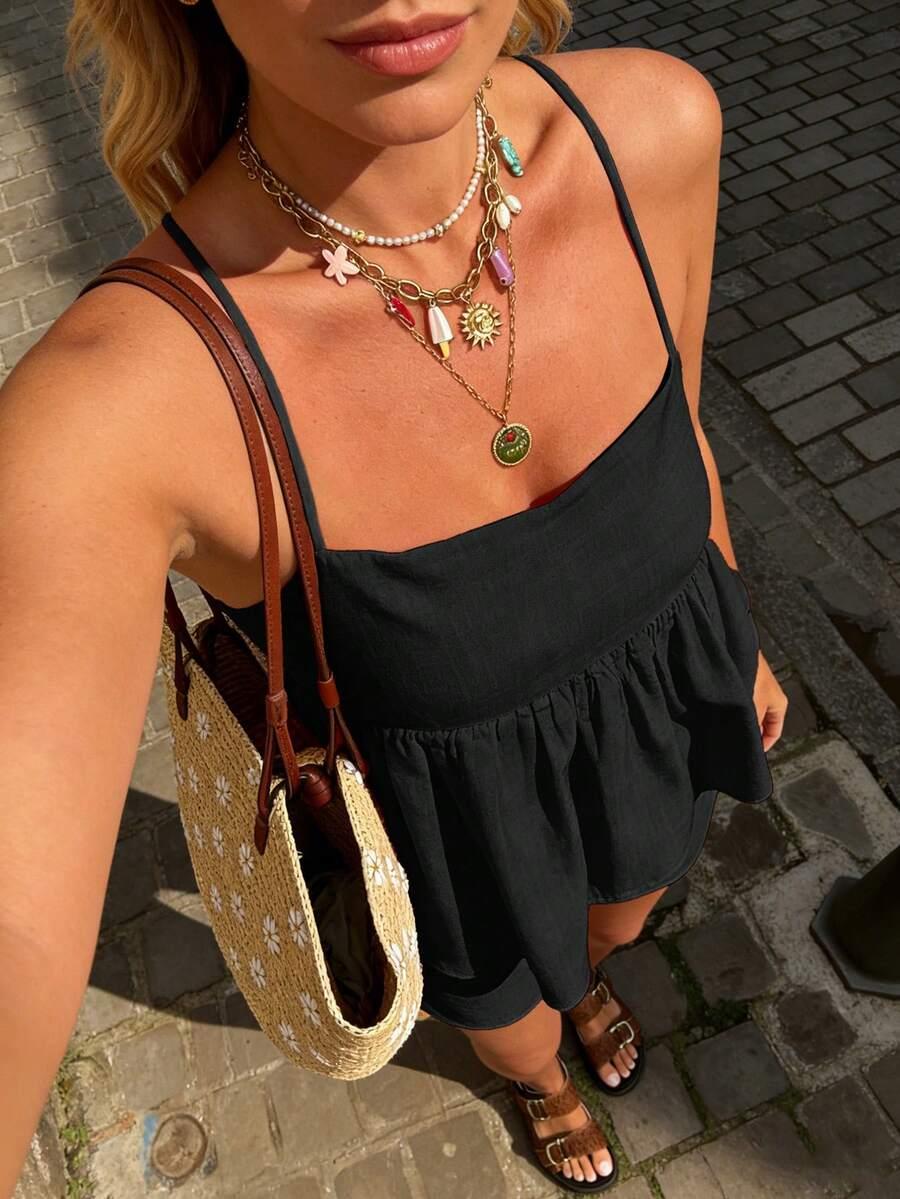 SHEIN CZARNE SPODENKI Z GUMKĄ W PASIE S06__M