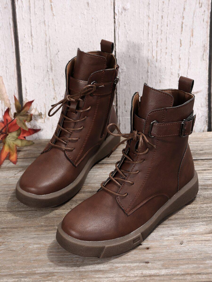 SHEIN BEŻOWE SZNUROWANE BOTKI W01__37,5