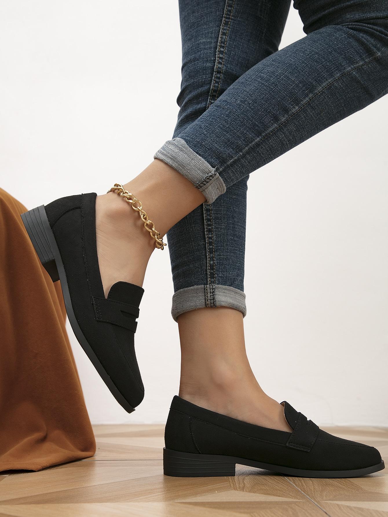 SHEIN CZARNE MOKASYNY IMITACJA ZAMSZU S06__38