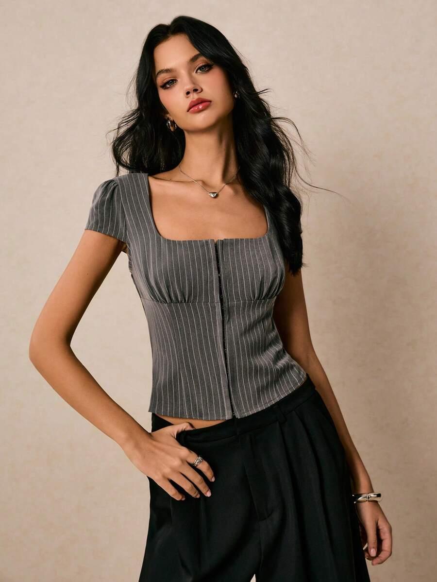 POÉSELLE SZARY TOP PASKI S06__XS