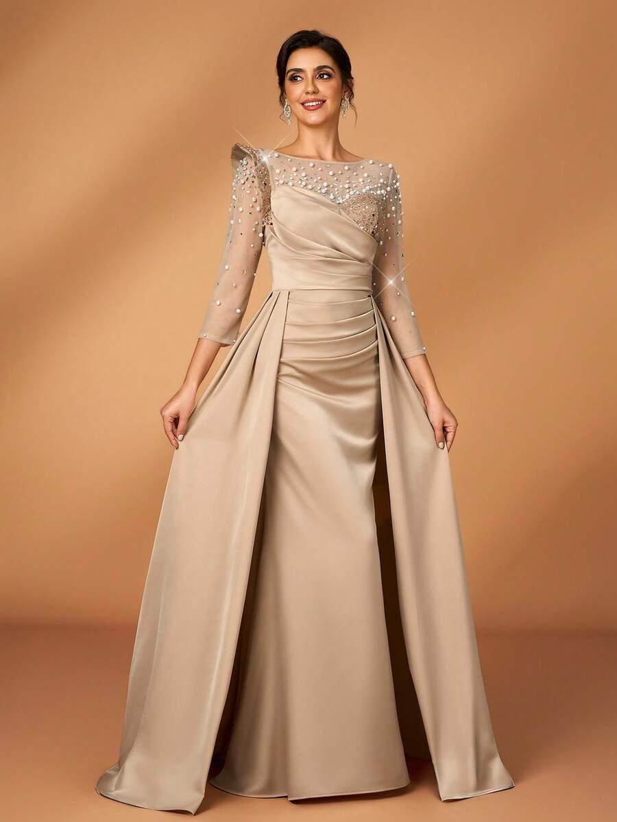 SERIN BEŻOWA MAXI SUKIENKA S06__L