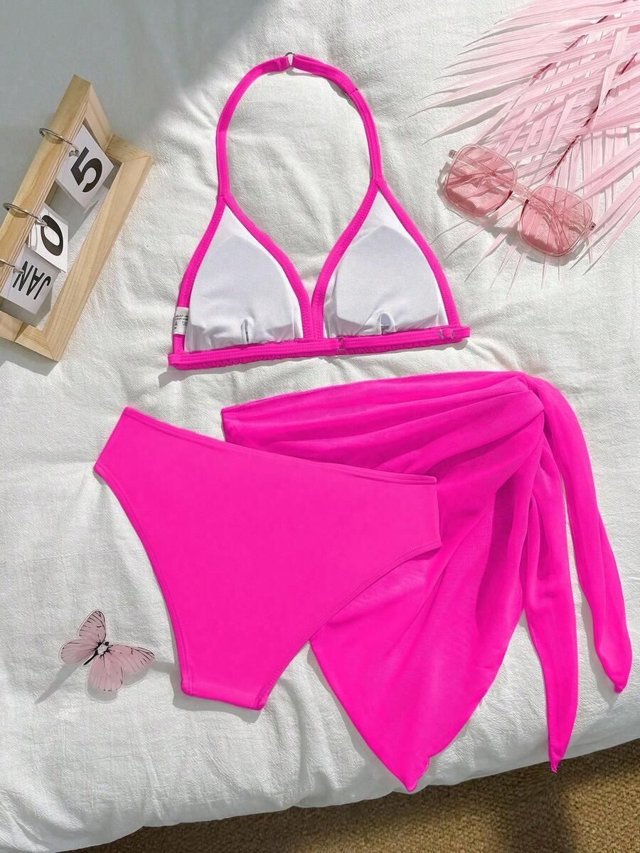 SHEIN RÓŻOWA GÓRA OD BIKINI NARZUTKA KOMPLET S09__146/152