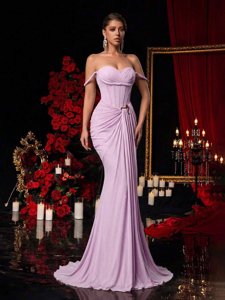 GLAMRAE RÓŻOWA SUKIENKA MAXI S06__S