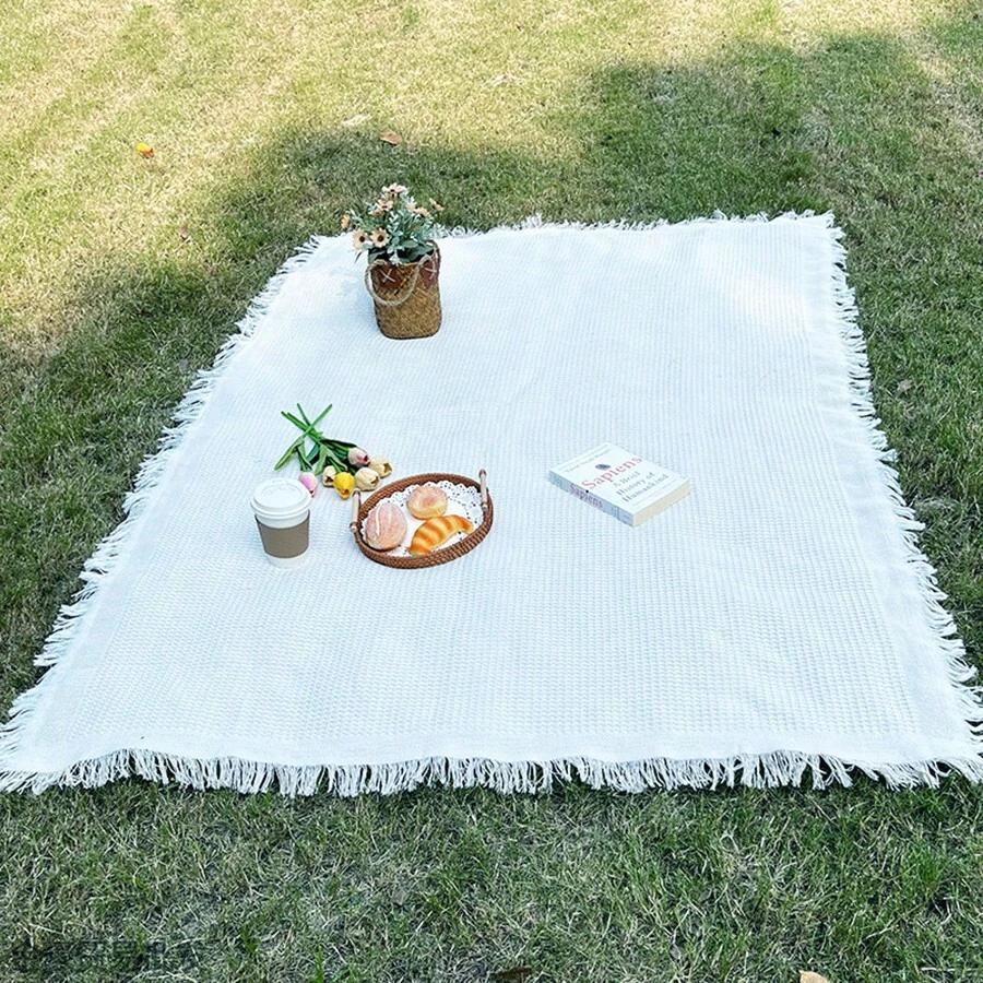 SHEIN BIAŁY KOC PIKNIKOWY S07__90X90CM