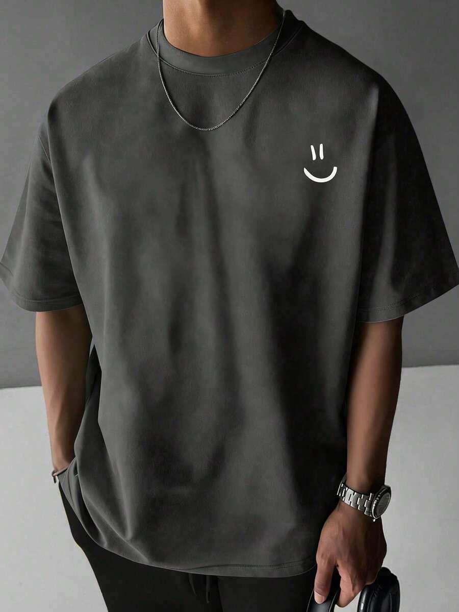 SHEIN CZARNY T-SHIRT NADRUK S06__134/140