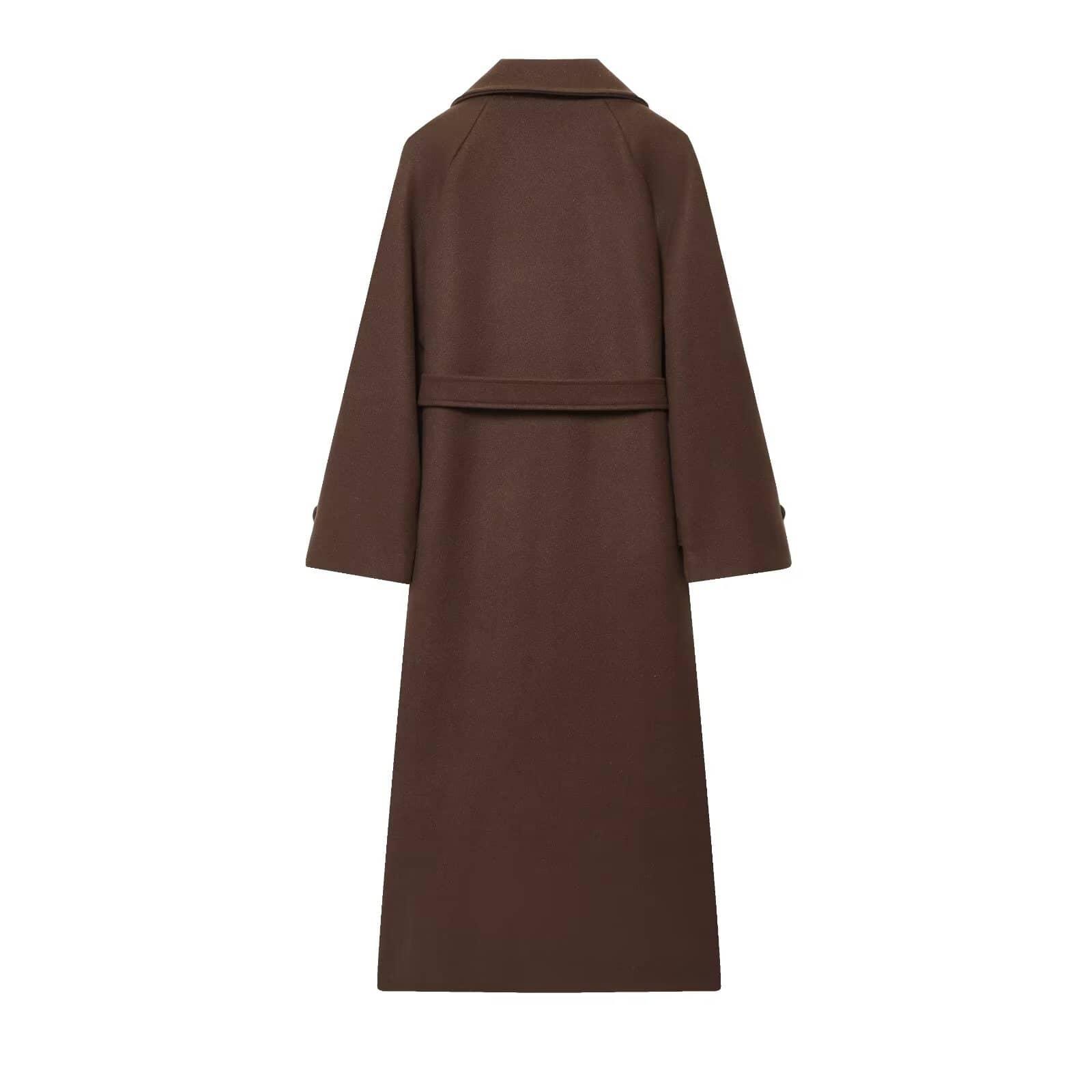 SHEIN BRĄZOWY PŁASZCZ GUZIKI W01__M