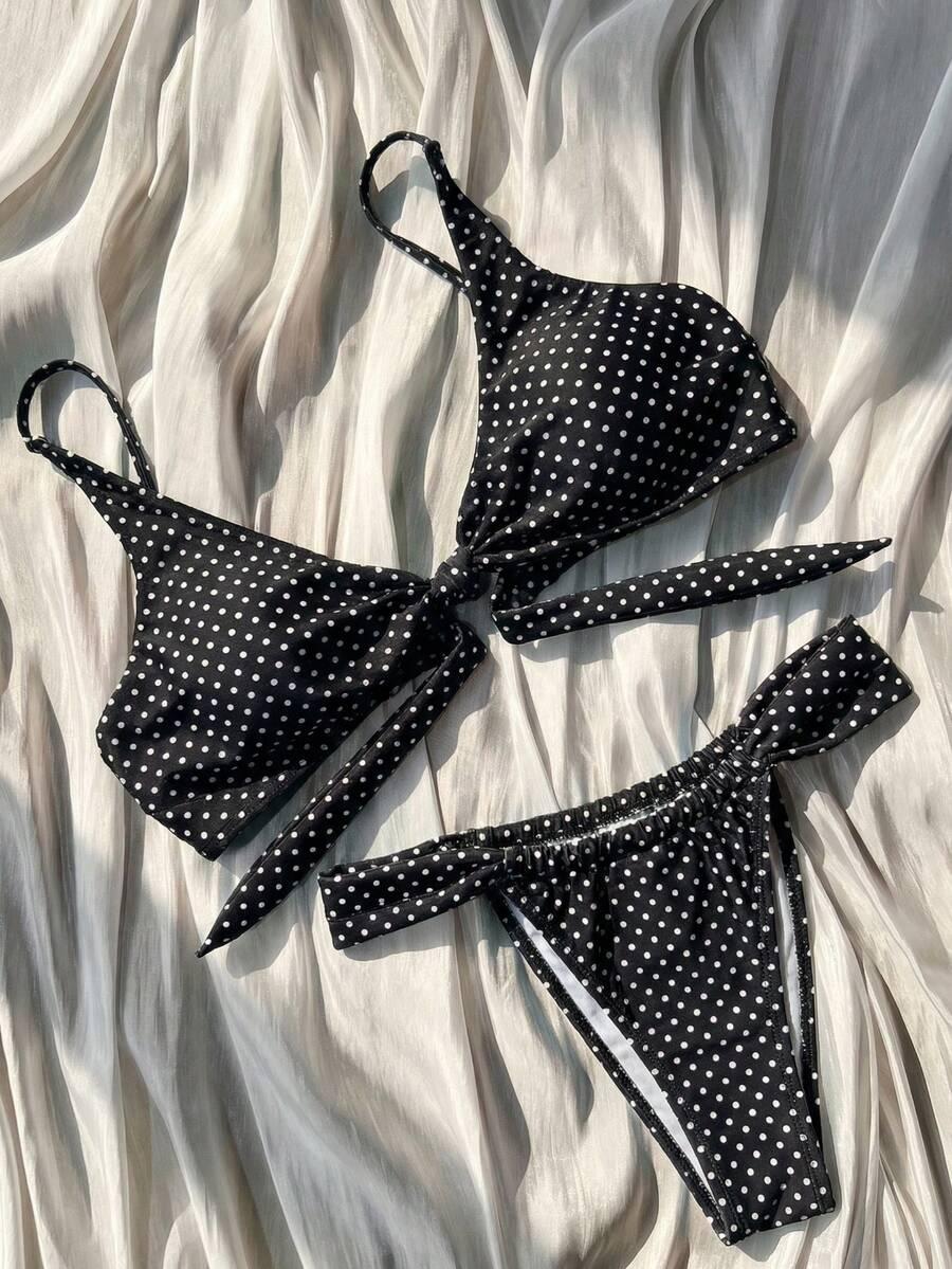 SHEIN DWUCZĘŚCIOWY STRÓJ KĄPIELOWY GROSZKI S09__M