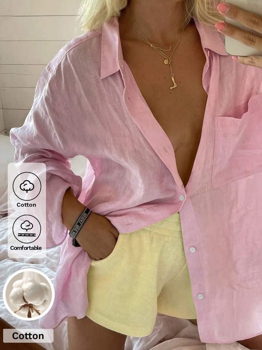 SHEIN RÓŻOWA KOSZULA GUZIKI S06__S