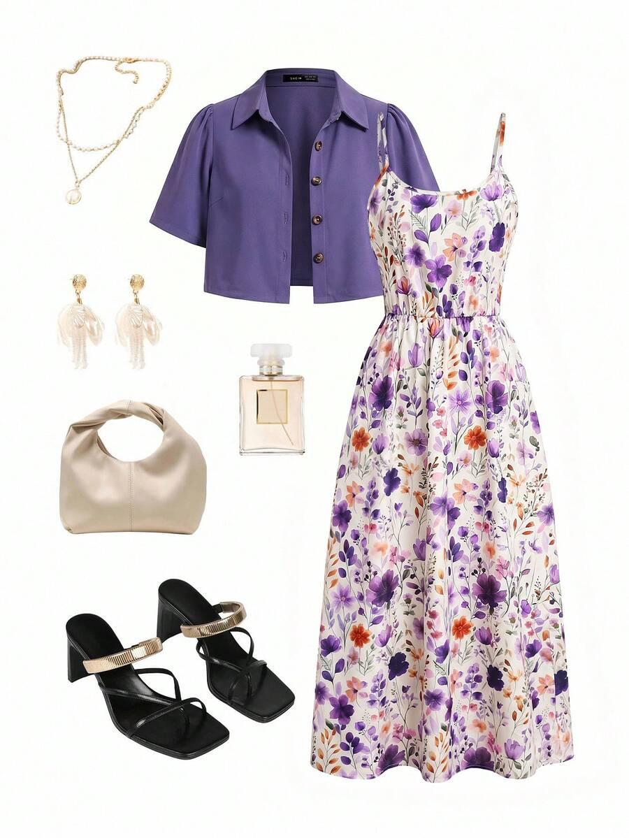 SHEIN FIOLETOWA BLUZKA GUZIKI S06__M