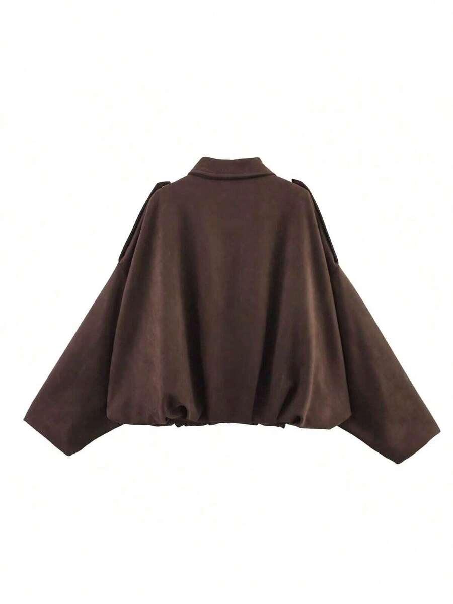 SHEIN BRĄZOWA KURTKA BOMBER S06__L