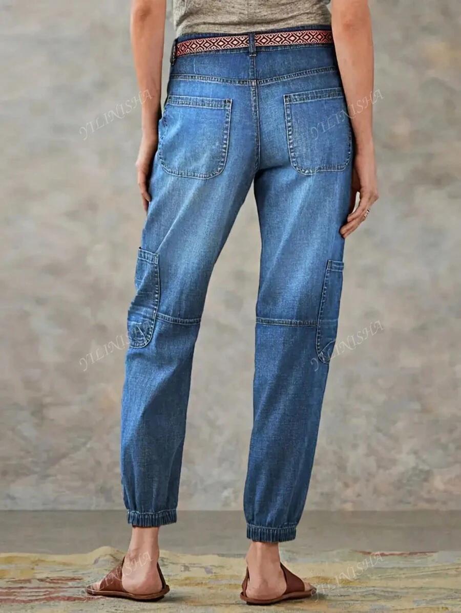 SHEIN NIEBIESKIE SPODNIE JEANS KIESZENIE S06__M