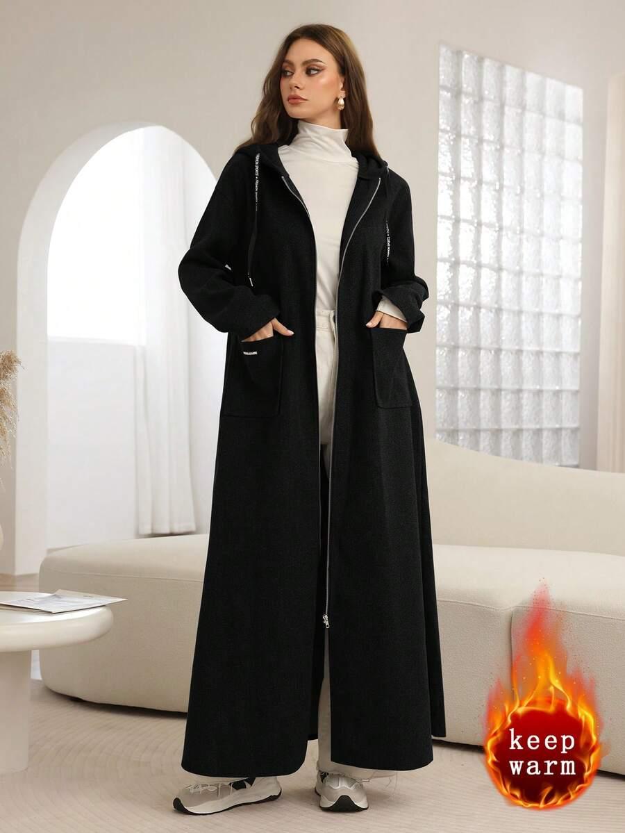 SHEIN CZARNY PŁASZCZ ZAMEK W01__M
