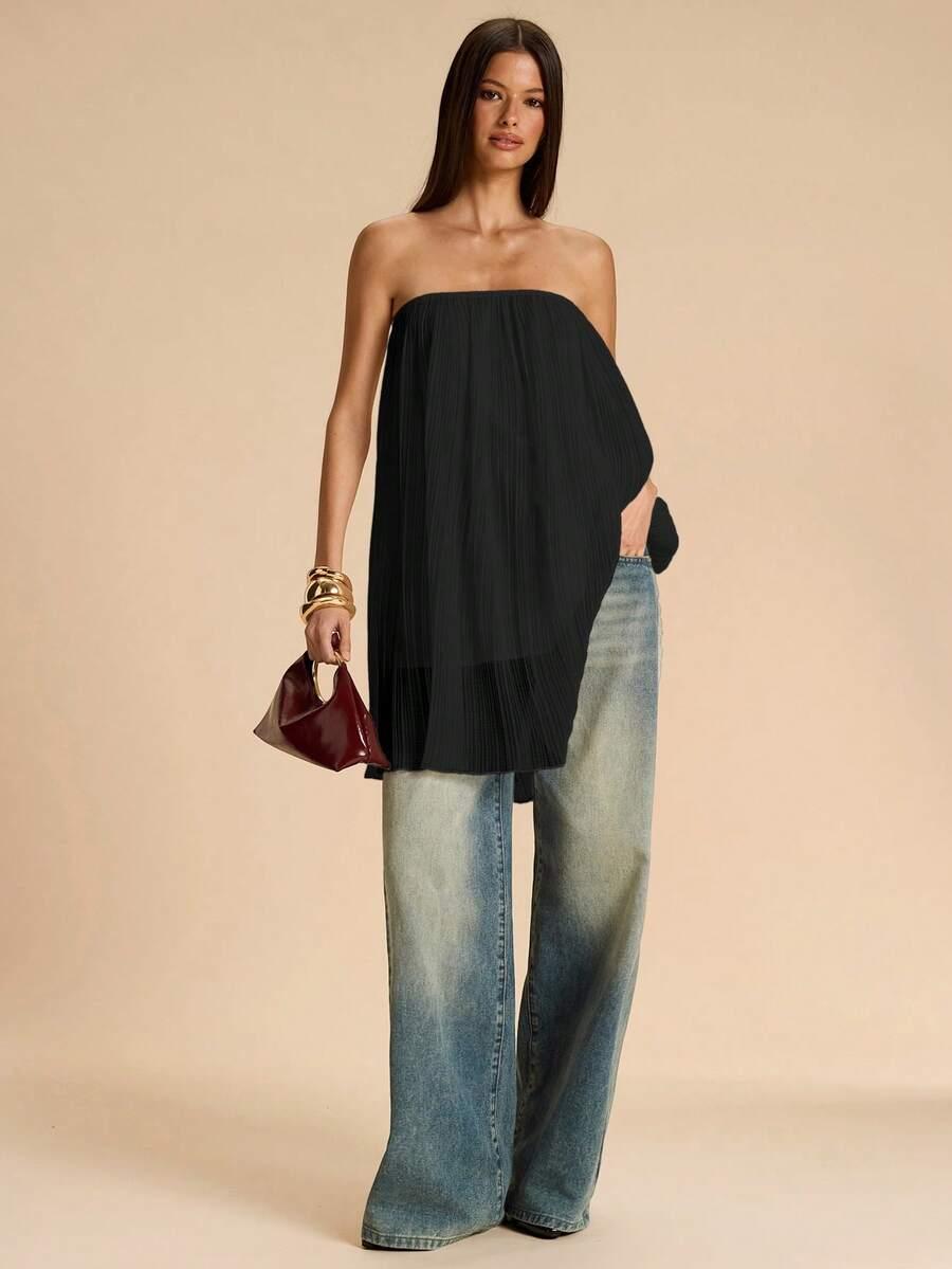 SHEIN CZARNY TOP ODKRYTE RAMIONA S06__S