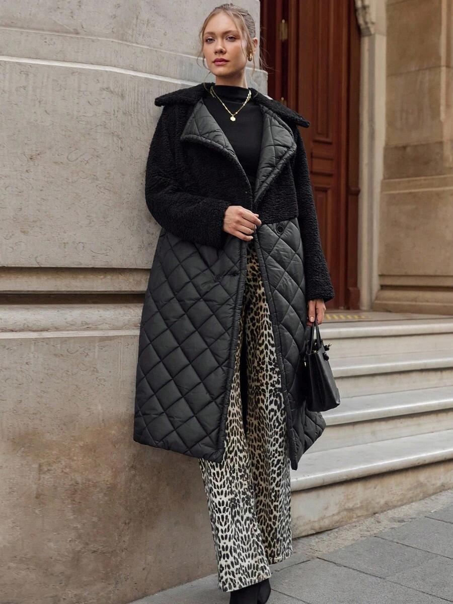 SHEIN CZARNA KURTKA ŁĄCZENIE W01__L