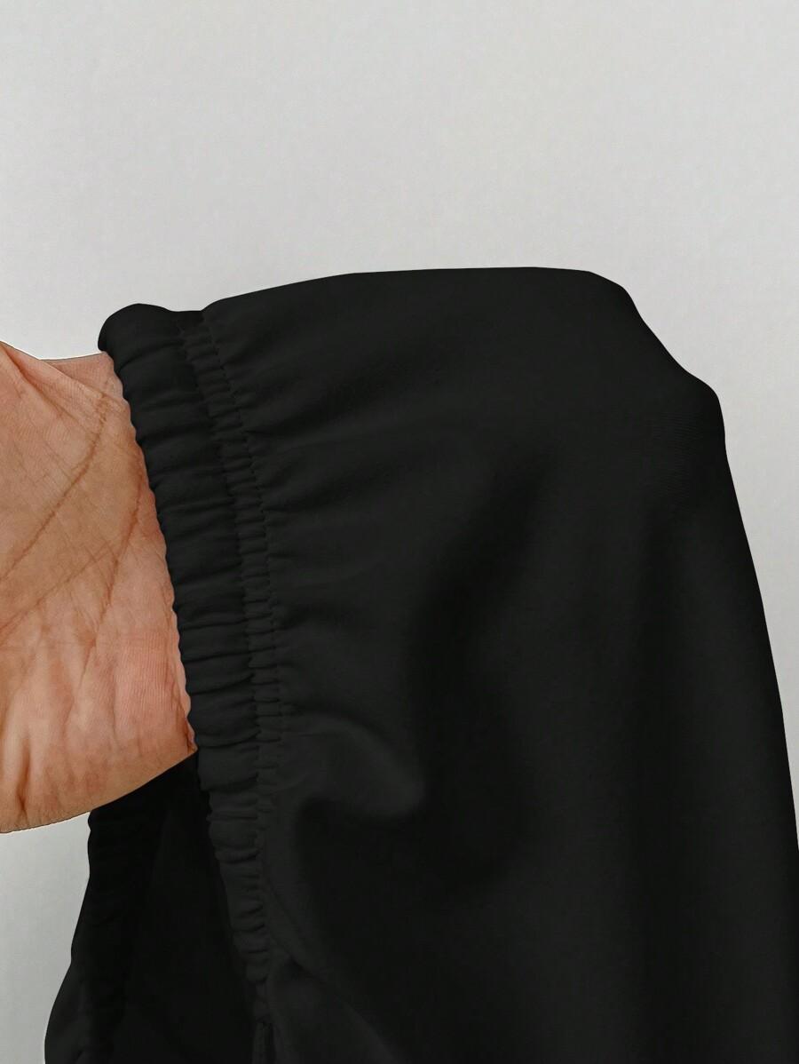 SHEIN CZARNE SPODNIE PROSTA NOGAWKA WIĄZANIE S06__S