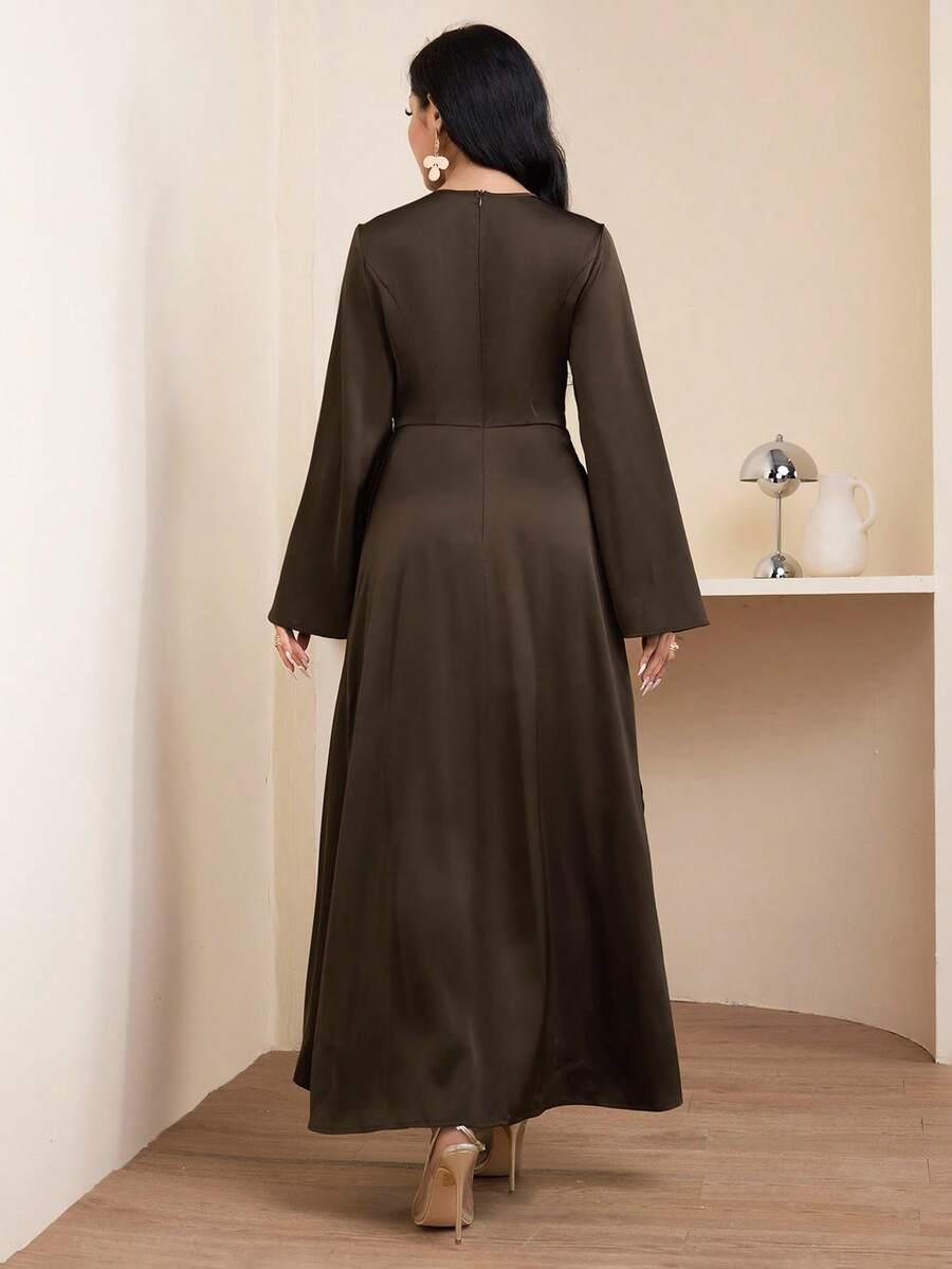 SHEIN BRĄZOWA MAXI SUKIENKA S06__M