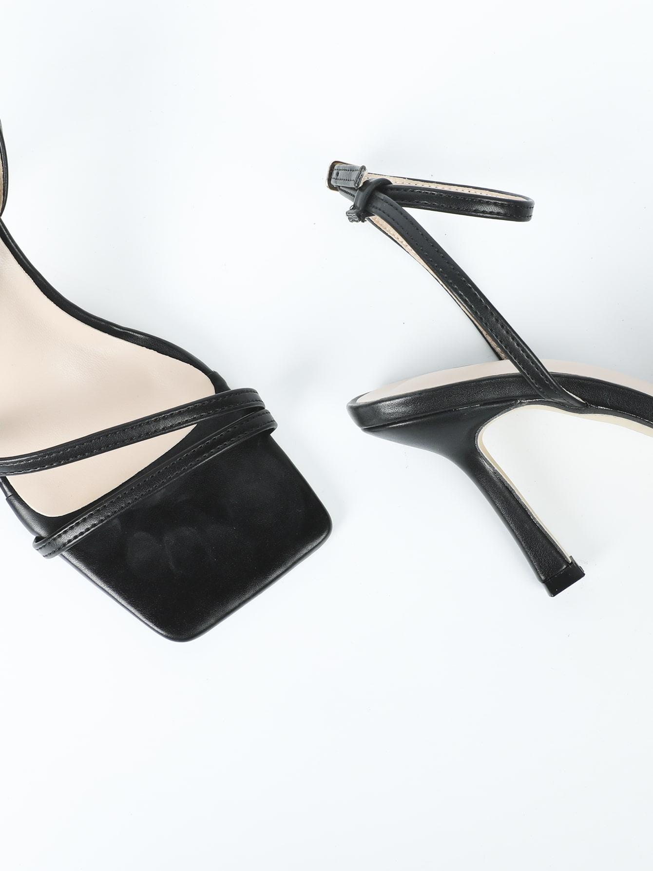 SHEIN CZARNE SANDAŁY NA OBCASIE S06__38