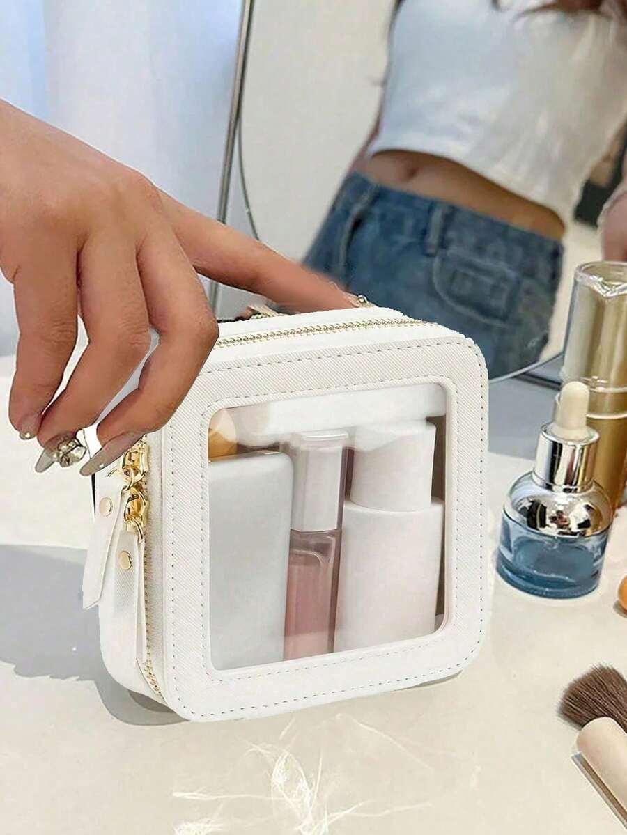 SHEIN BIAŁA KOSMETYCZKA ZAMEK S07__13X11,5X4,5