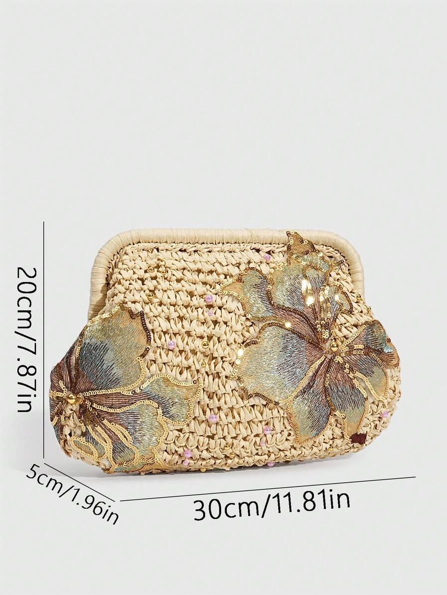 SHECARRY TOREBKA CEKINY WZÓR KWIATY S07__5X20X30