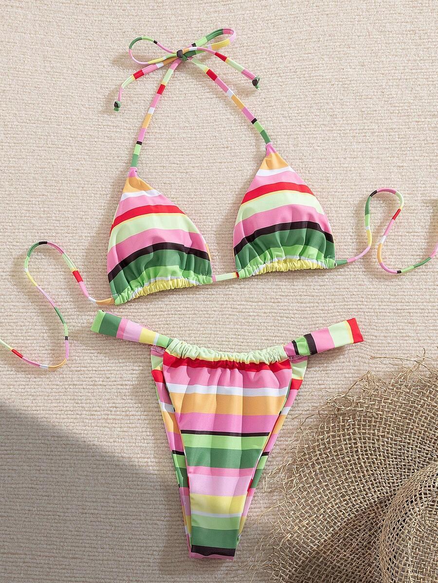 SHEIN DWUCZĘŚCIOWY STRÓJ KĄPIELOWY PASKI S09__S