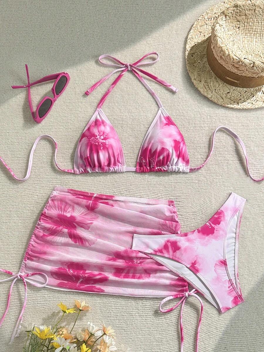 SHEIN TRZYCZĘŚCIOWY STRÓJ KĄPIELOWY S09__XL