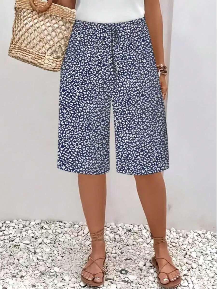 SHEIN BEŻOWE SPODENKI ANIMAL PRINT WIĄZANIE PK01__L