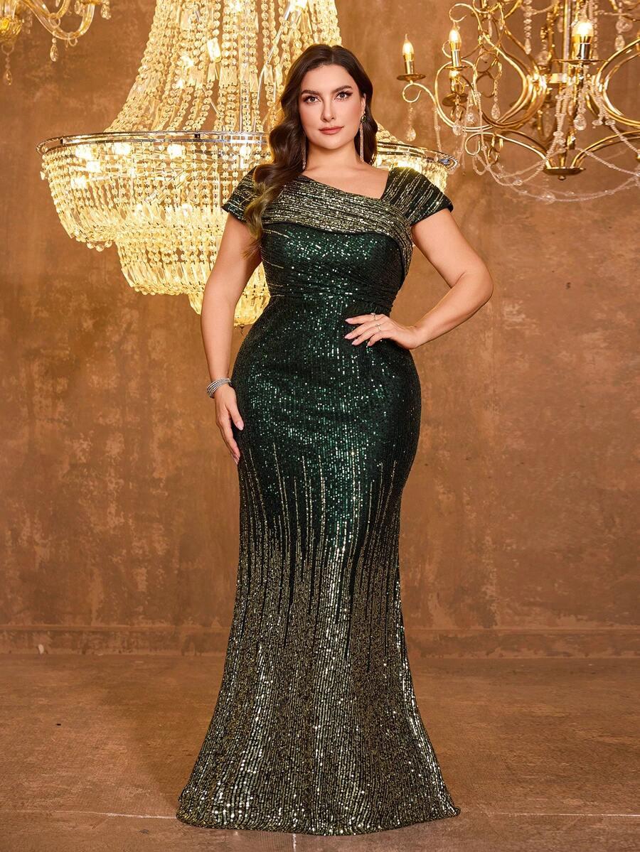UNITHORSE MAXI SUKIENKA CEKINY ASYMETRYCZNY DEKOLT PK01__46