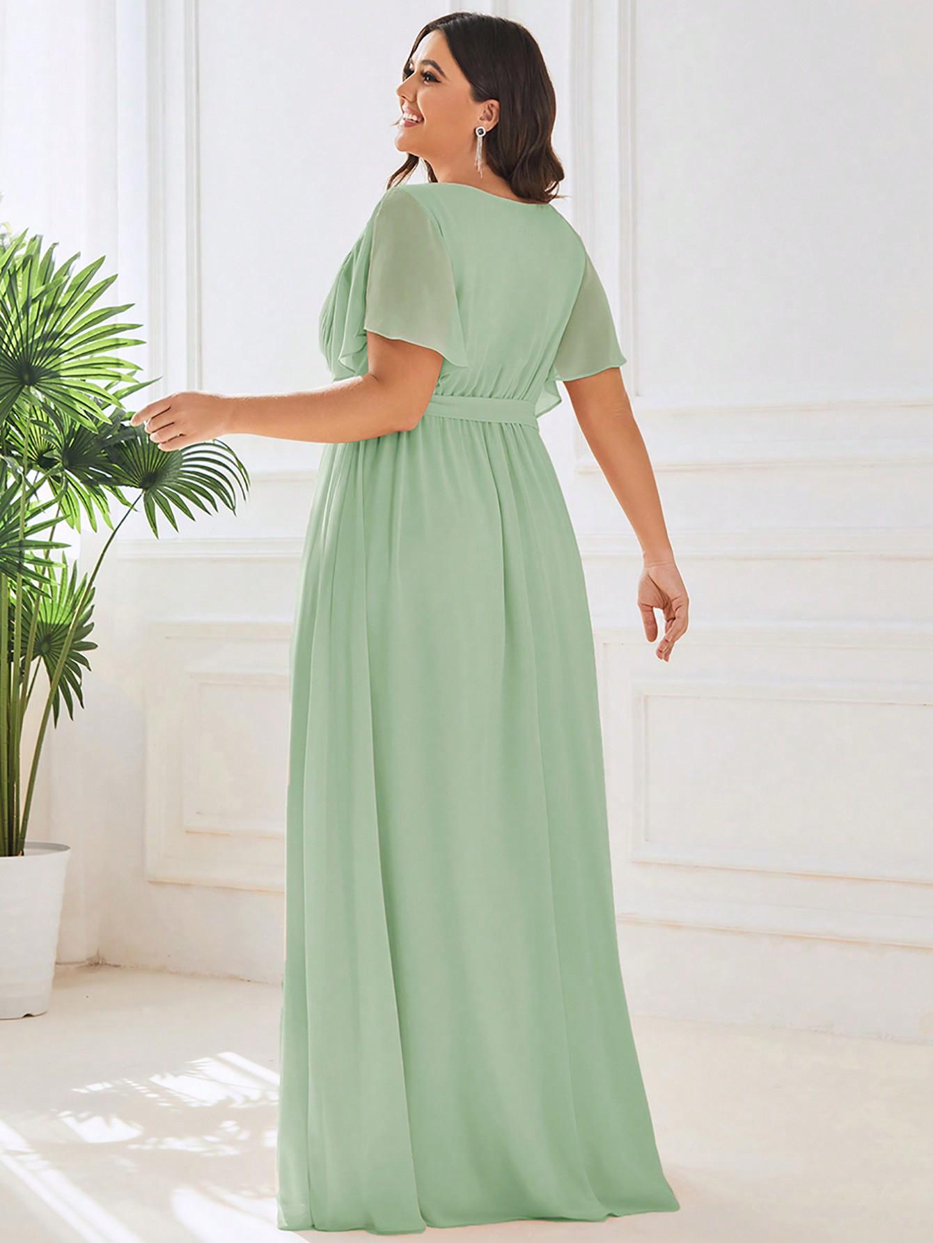 SHEIN ZIELONA MAXI SUKIENKA KRÓTKI RĘKAW S06__50