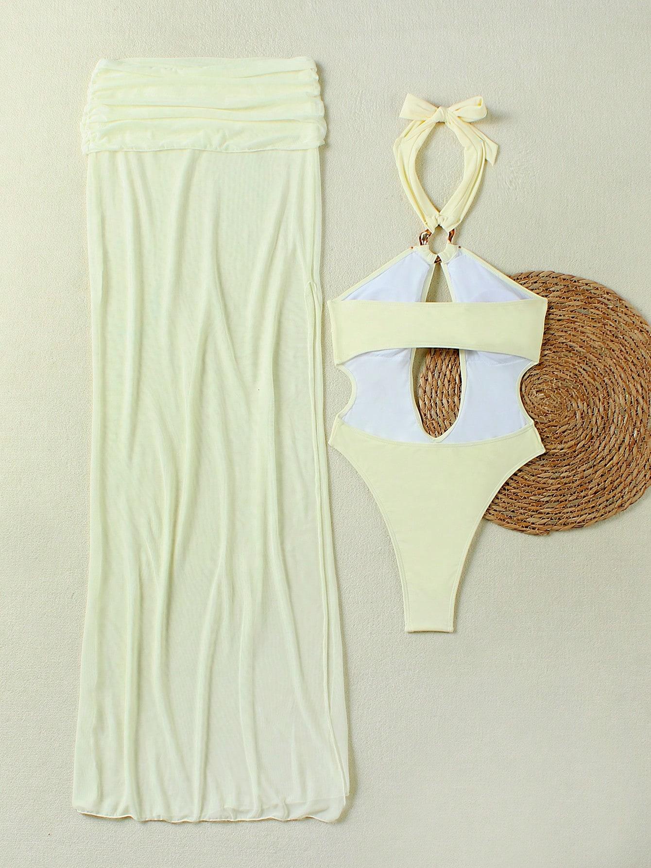 SHEIN JEDNOCZĘŚCIOWY STRÓJ KĄPIELOWY PAREO S09__L