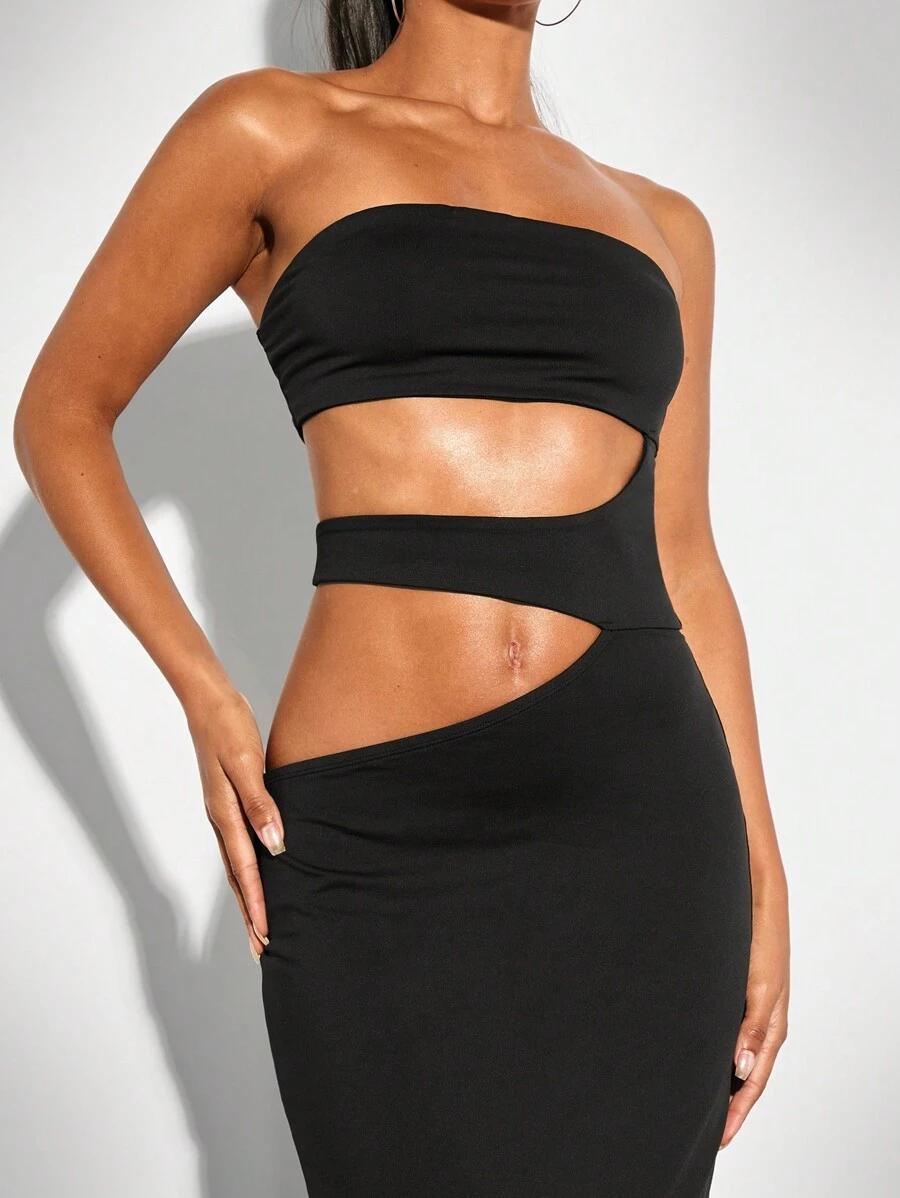 SHEIN CZARNA MAXI SUKIENKA S06__S