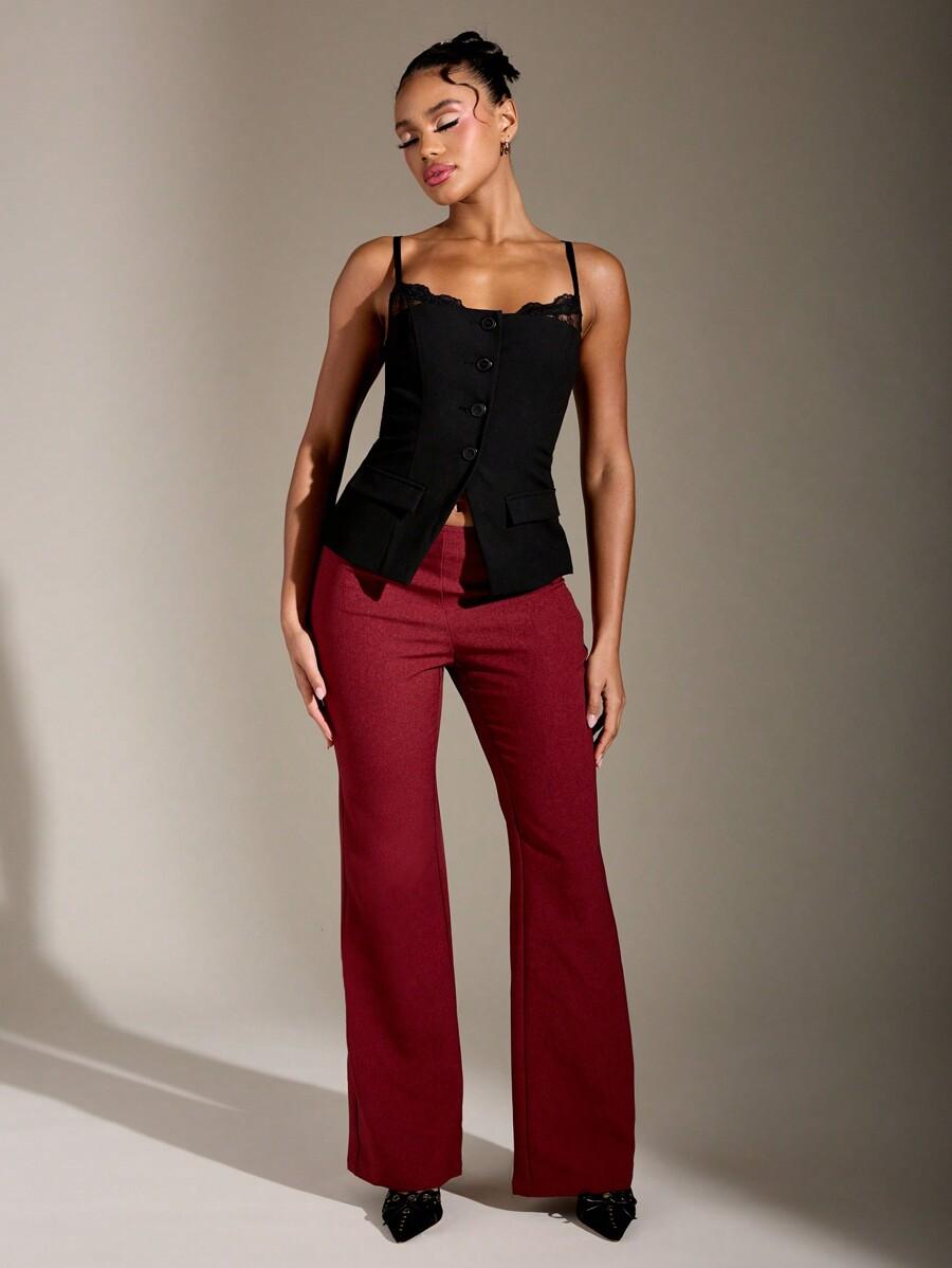 MISSGUIDED CZARNY TOP NA RAMIĄCZKACH GUZIKI S06__S