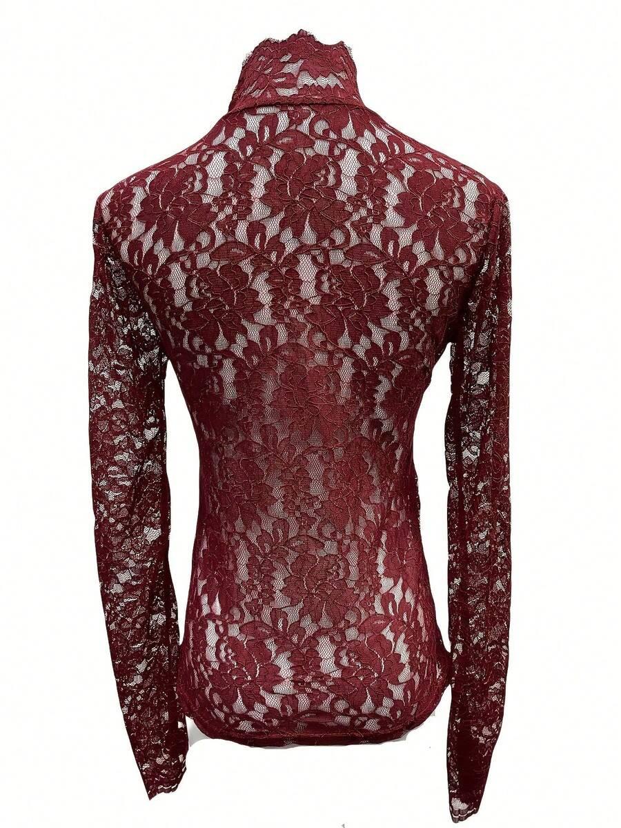 SHEIN BORDOWA BLUZKA KORONKA S06__50