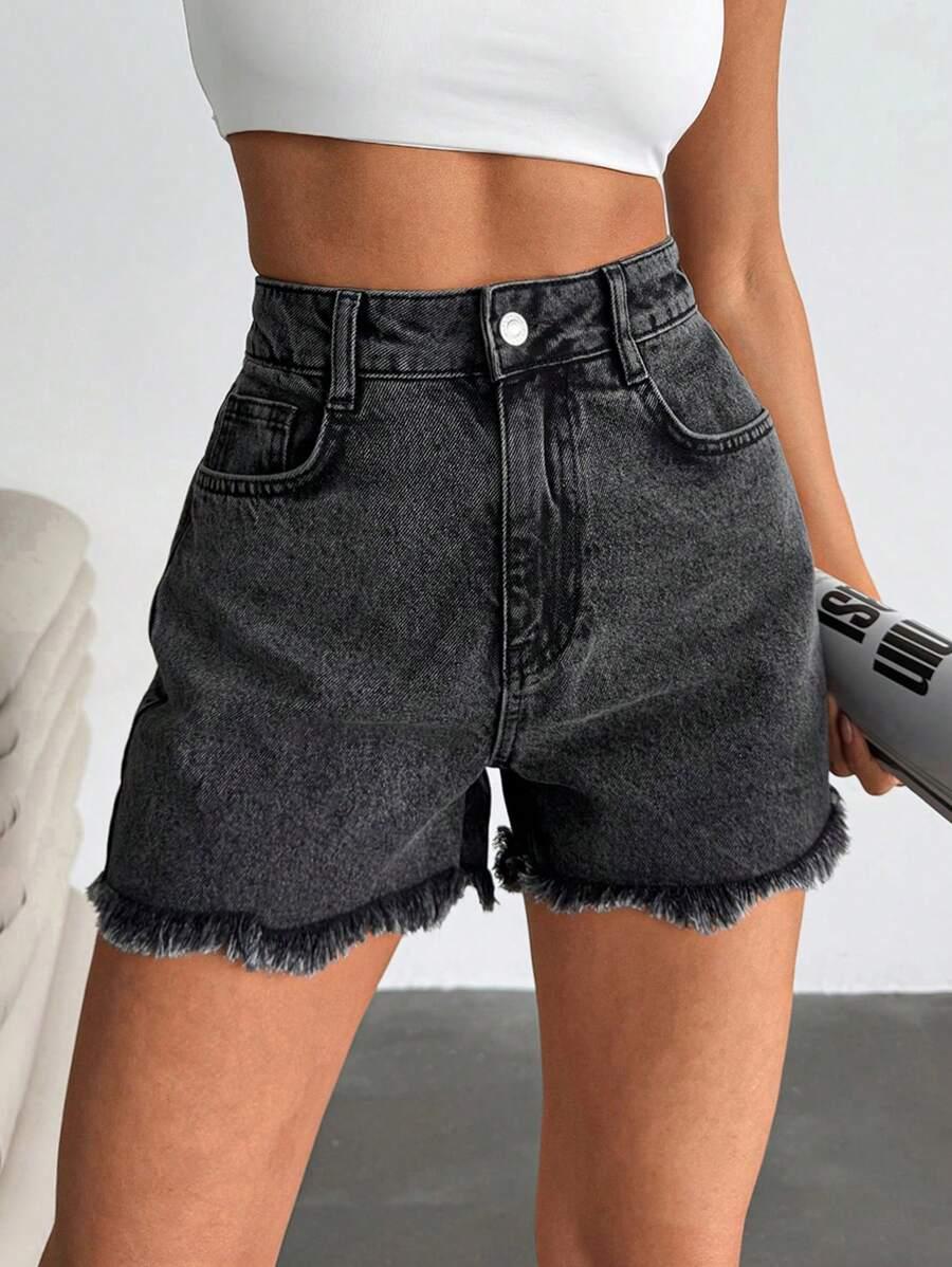SHEIN SZARE SPODENKI JEANS S06__S
