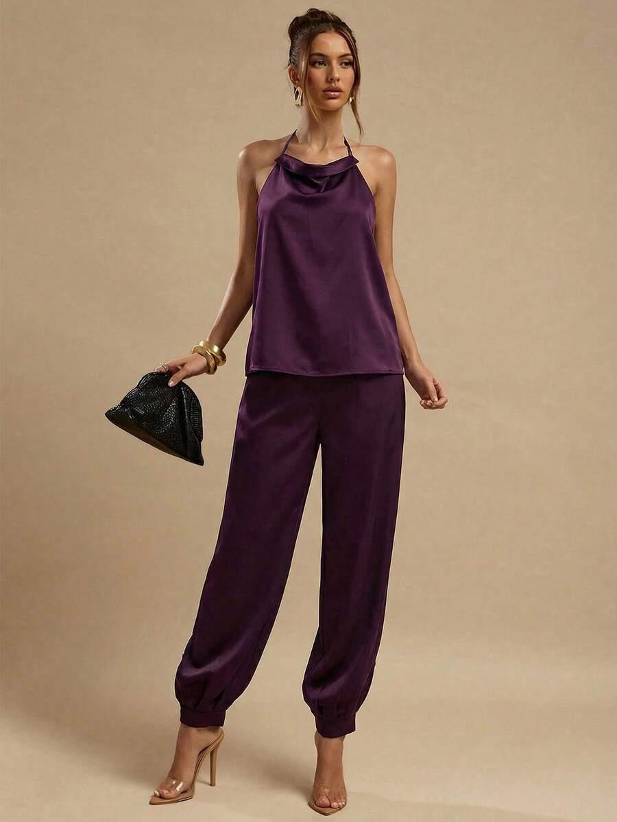 SHEIN FIOLETOWA BLUZKA ODKRYTE PLECY S06__M